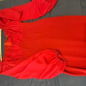 bright red dress